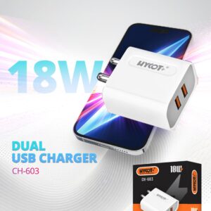 CH603 •18W Smart Charger⚡ •Double USB Charger Type C