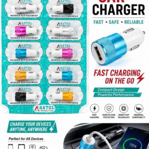Car Charger compact, multi-color USB adapter